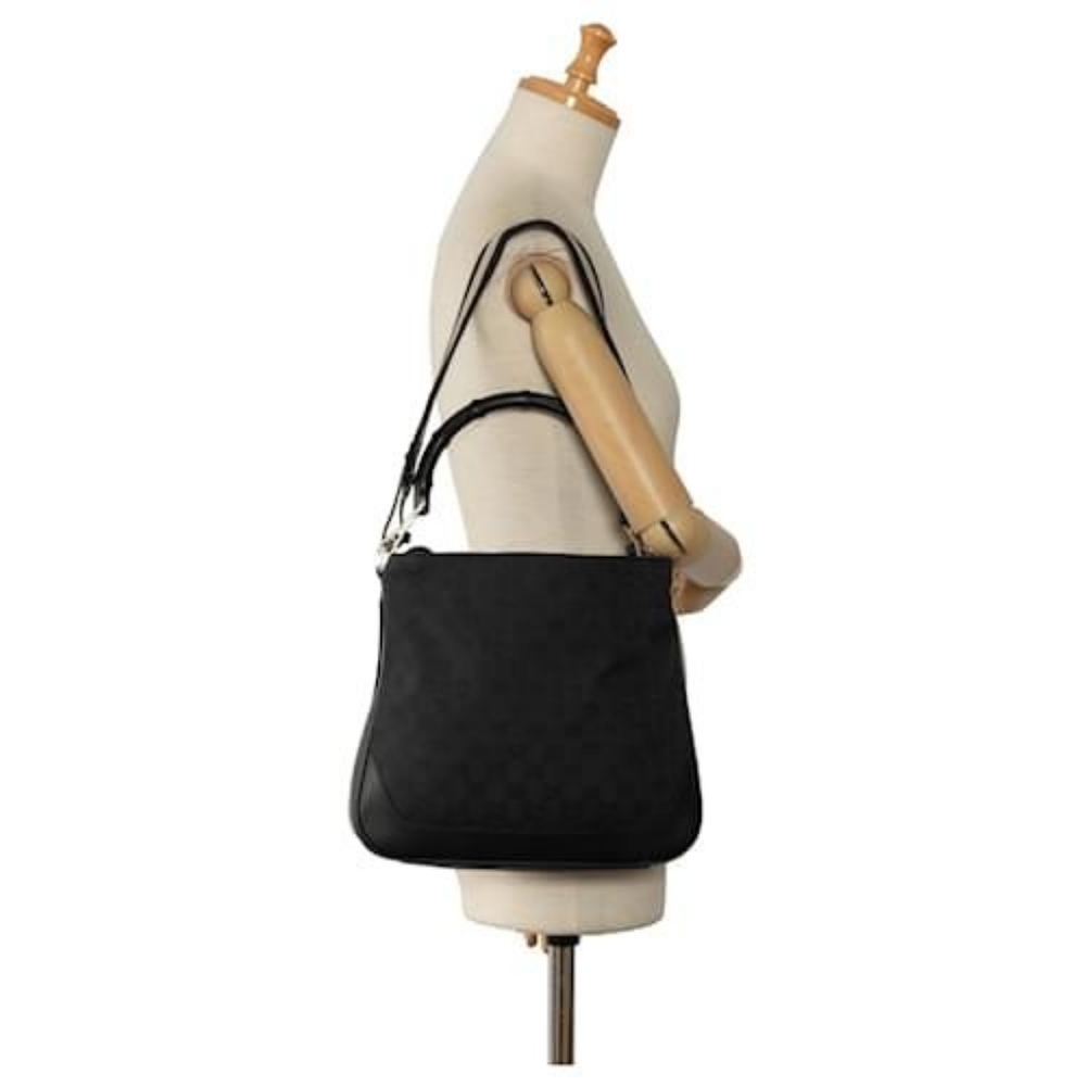 Gucci Vintage GG Canvas Bamboo Satchel Bag Black - Picture 6 of 13